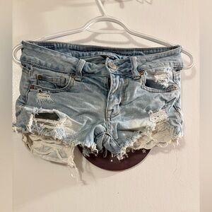 AMERICAN EAGLE Distressed Light Blue Denim Shorts